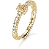 Letter Rings for Women - Adjustable Gold Rings with Non-Tarnish Coating