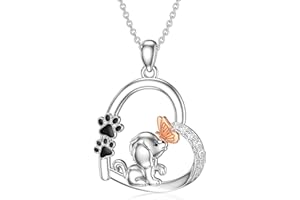 Shusukue Dog Keepsake Gifts 925 Sterling Silver Puppy Love Heart Necklace Memorial Dog Jewelry Gifts for Women Teens