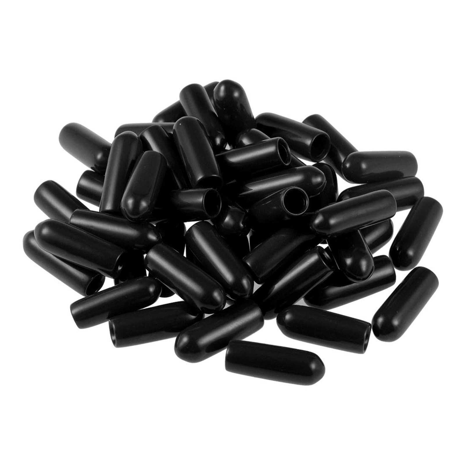 TA-VIGOR 50Pcs Rubber End Caps, 3.5mm ID Round Flexible Screw End Caps Thread Protectors, Black Vinyl Bolt Covers Rubber Covers for Screws, Tubes, Cables, Wires, etc — image 1
