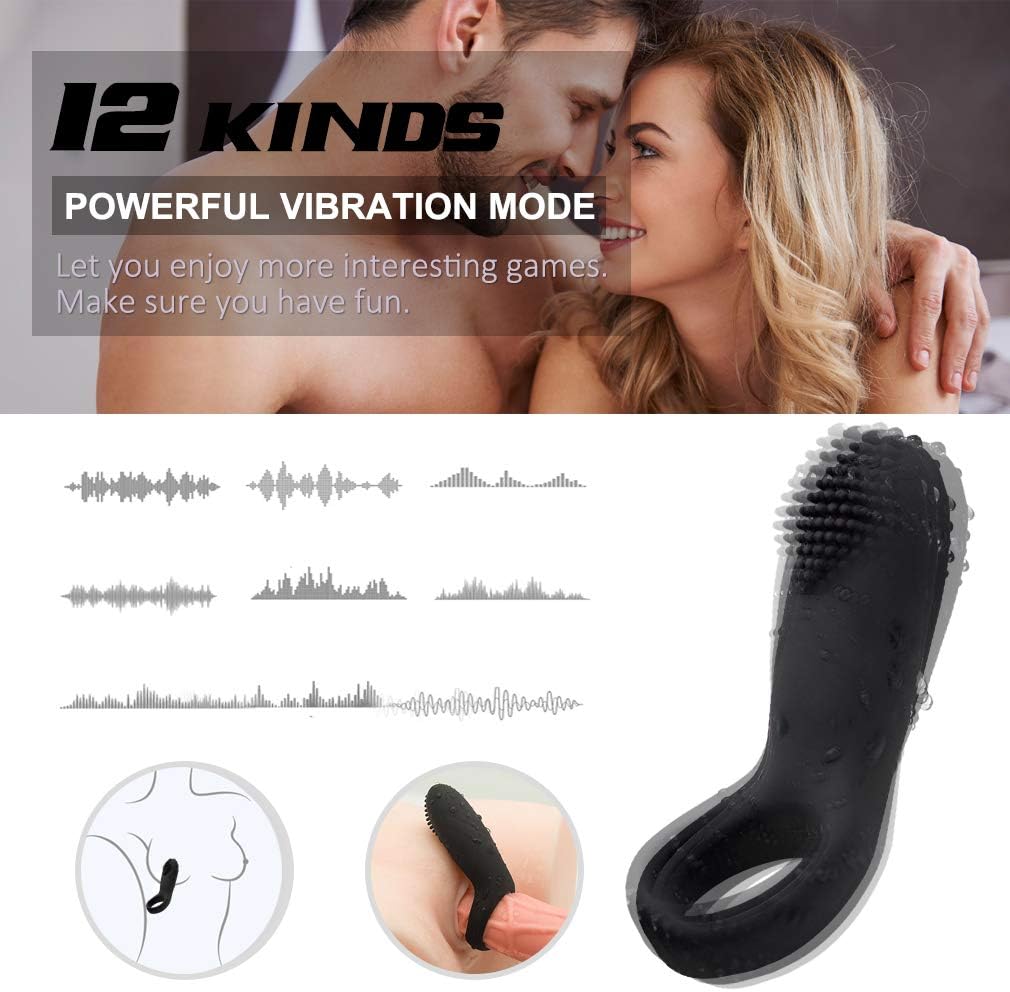 Love Vibrating Cóck Rings 12 Frequency Vibration Mode Remote Control for Men's Rechargeable Silicone Soft and Comfortable Massage Backpack, Sunglasses