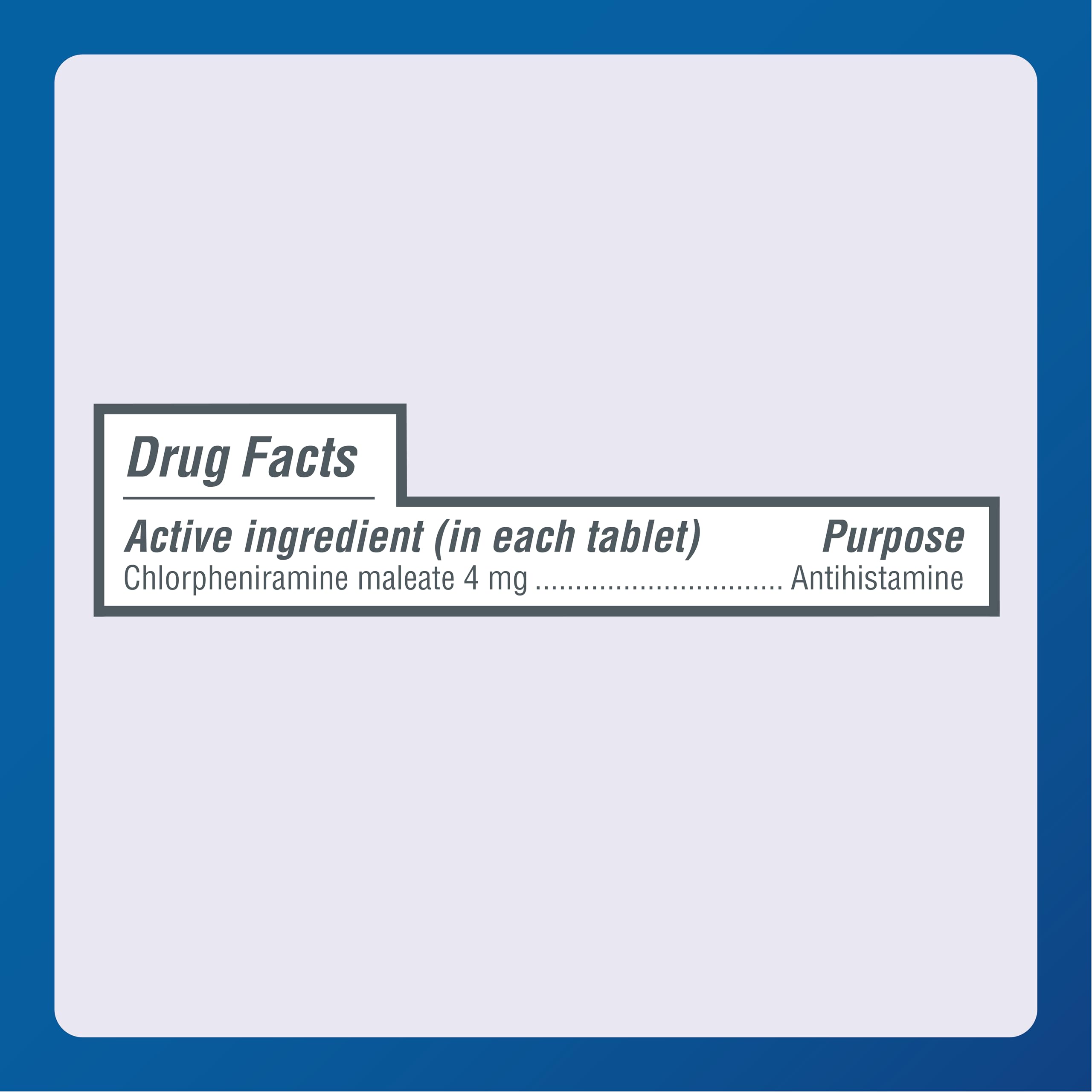 MAJOR 4 Hour Allergy Tablets - Chlorpheniramine Maleate - 4 mg - Antihistamine - 1000 Count