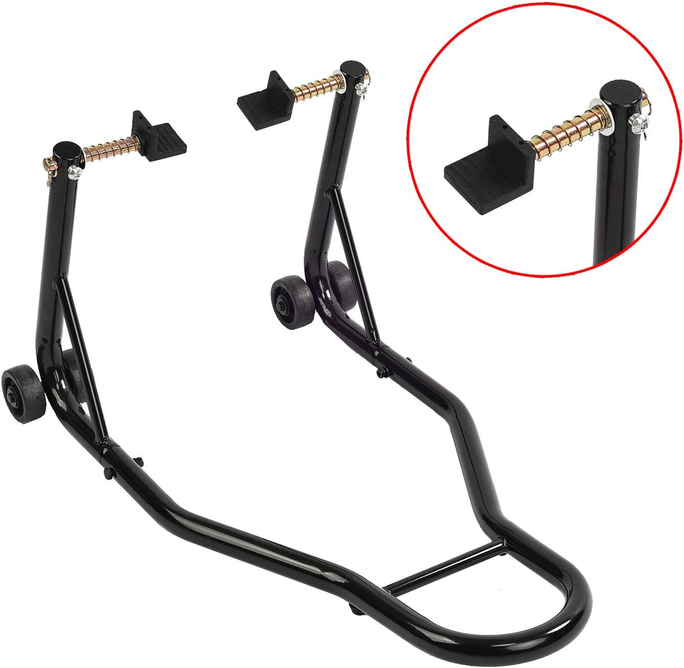 SUNCOO Motorcycle Stand Rear Wheel Swing Arm Fork Spool Lift Support for Yamaha, Honda, Kawasaki, Suzuki, Ducati, BMW-Maintenance, Steel, Black