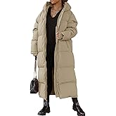 Flygo Womens Hooded Long Puffer Coat Winter Jackets Coats Warm Maxi Long Sleeve Zip Padded Down Cocoon Outerwear