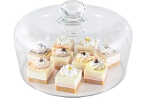 Krbnk 11 Inch Glass Cake Dome Cover for Cake Stand - Clear Cake Cover with Glass Dome Lid for Display & Protection, Suitable 
