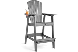 FUNBERRY Tall Adirondack Chair, All Weather High Top Balcony Chairs with Cup Holder