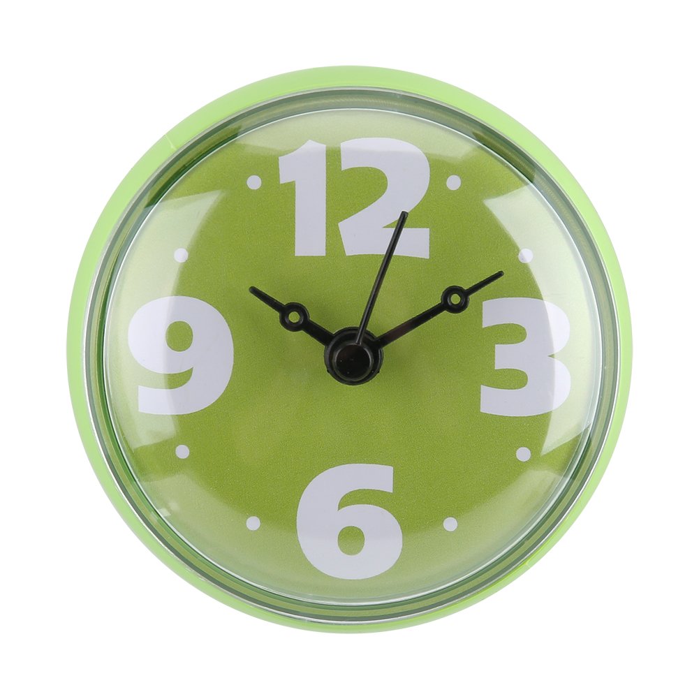 Yosoo Waterproof Shower Clock Round Face Diameter 7cm Suction Cup Simplified Easy Reading Arabic Numerals Digital Dial Big Numbers Bath Shower Clock (Green)