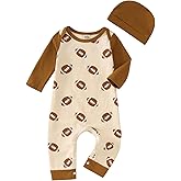 Ritatte Newborn Baby Boy Girl Football Jumpsuit Rugby Stripe Long Sleeve Romper Bodysuit Football Season Playsuit Outfit