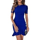 Zoipazy Women Warp Elegant Dress Short Sleeve Ruffle Hem Sexy Formal Wedding Guest Work Cocktail 2024 Spring Summer…