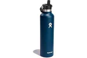 Hydro Flask Water Bottle - Insulated Stainless Steel - Straw Lid, Non Spill, Leakproof 24 Oz Indigo Blue