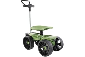 TheXceptional Wheelie with Tool Toter Handle | American Made Rolling Scoot and Tool Rack | Garden Cart with Seat | Made in USA by Vertex | Model EX540