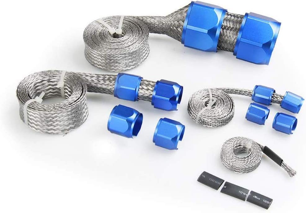Fuel Heater Sleeving Universal Braided Hose Clamp Braid Hose Sleeve Kit, High Performance Fuel