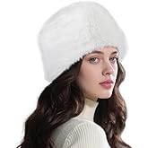 Lanpet Women's Winter Hat Faux Fur Furry Hat for Cold Weather Cossak Russian Style Warm Fluffy Cap