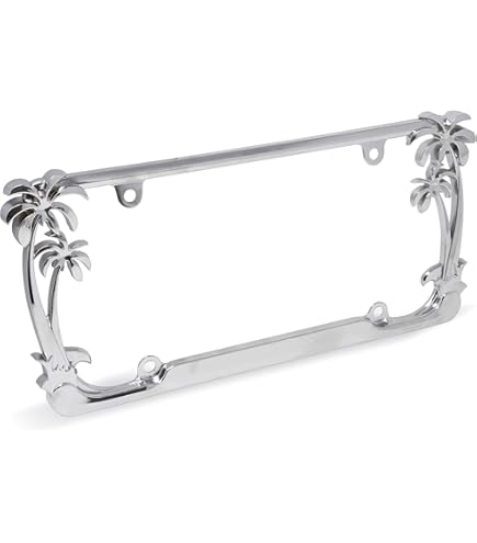 DMSE Heavy Duty Metal License Plate Frame - Diamond Plate With Barbed Wire Design, Universal Fit, Black