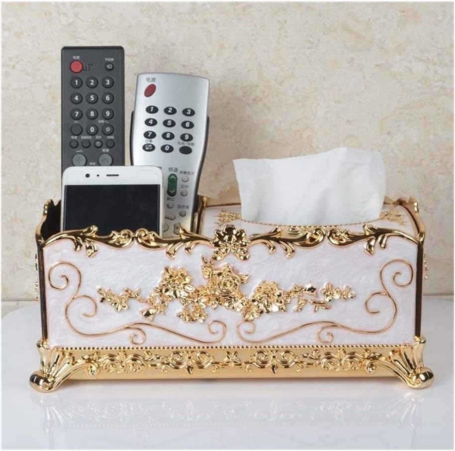 Home Multi-function Tissue Box Home Office Tissue Cover Book Tissue Box Holders Home (Color : Gold White)