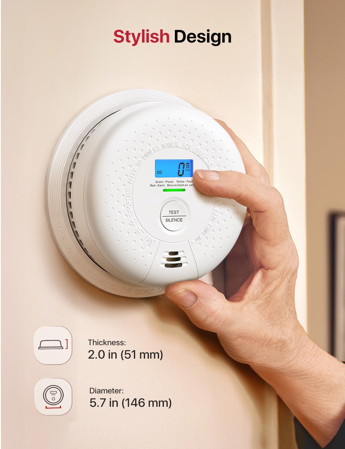 X-Sense Smoke and Carbon Monoxide Detector Combo, Wireless Interconnected Combination Smoke and Carbon Monoxide Detector with LCD Display & 10-Year Battery, RF Interconnected Model, 6-Pack