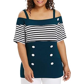 only storerine 2019 Damen-Oberteile, strenge und korrekte XL-gestreifte Kurzarm-T-Shirts für Frauen