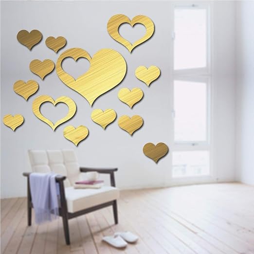 Amazon Com 5 In 1 Love Shape Mirror Art Decor Wall Stickers
