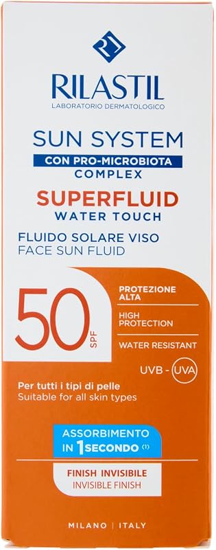 Sun System Water Touch Superfluid SPF50, Fluido Solare Viso Idratante e Antiossidante Water Resistant ad Assorbimento Immediato, 50ml