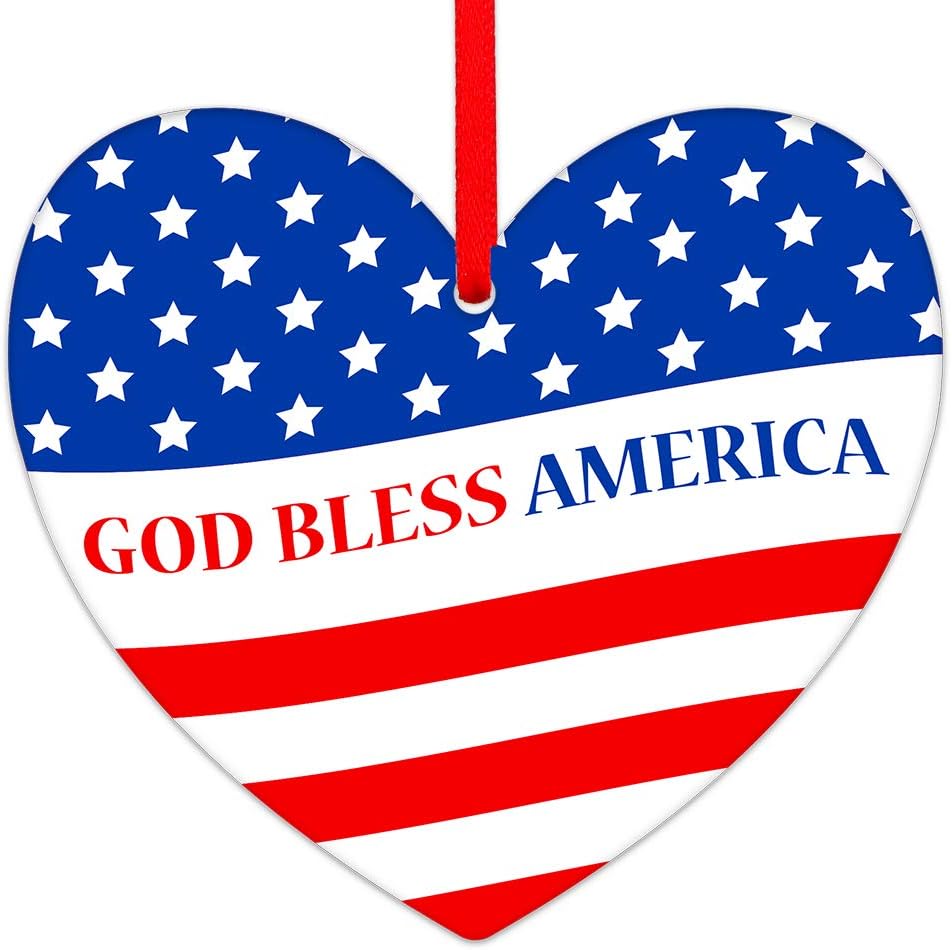 Hohomark God Bless America Christmas Ornaments 2020,American Flag Christmas Tree Ornaments Decorations Patriotic Ornaments for Friends Men Women