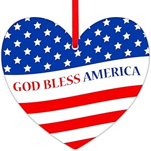 Hohomark God Bless America Christmas Ornaments 2020,American Flag Christmas Tree Ornaments Decorations Patriotic Ornaments for Friends Men Women