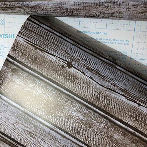 Moyishi Self Adhesive Blue Gray Wood Grain Furniture Stickers PVC Wallpaper cabinets Gloss Film Vinyl Counter Top Decal 17.7'x79'