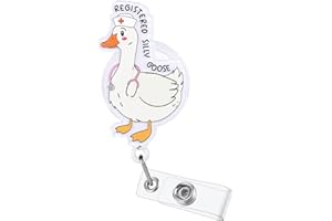 BVIIE Registered Silly Goose Funny Badge Reel, Cute Retractable ID Card Badge Holder, Name Tag Work Badge Clip for ICU NICU Pediatric Anes RN LPN LVN CNA ER OB/GYN L&D Night Shift Nurse, Nurse Gifts