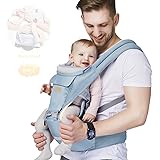 FRUITEAM Porte-bébé 6 en 1 avec tabouret tour de taille, taille unique – S'adapte au nouveau-né, porte-bébé pour l'allaitemen