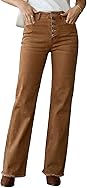 Sidefeel Womens Wide Leg Jeans High Waisted Straight Leg Stretchy Trendy Button Fly Raw Hem Denim Pants