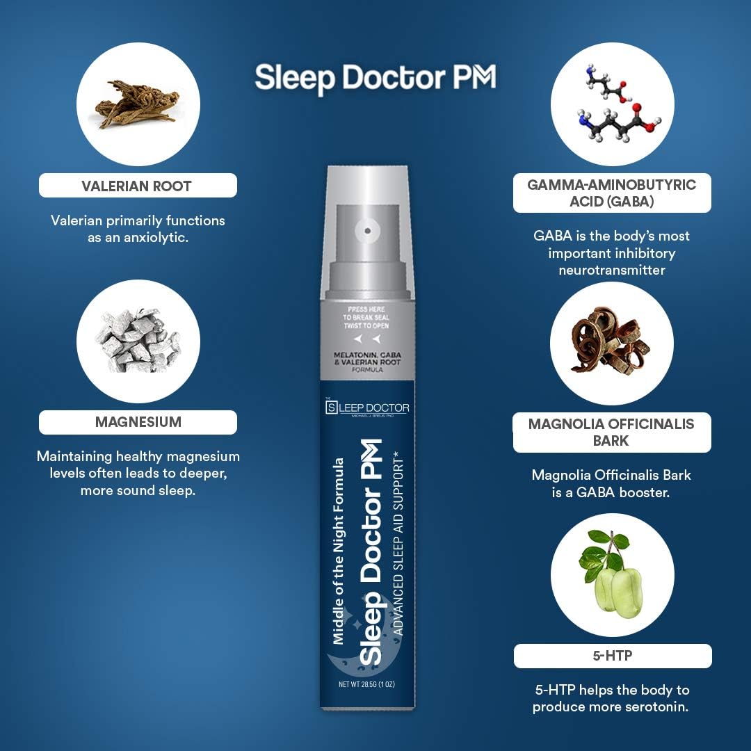 Sleep Doctor PM Seep Aid | Middle of The Night Formula | Advanced Sleep Support | Adults & Children | Sleep Spray Formulated by Dr. Michael Breus - America's Sleep Doctor: Health & Personal Care