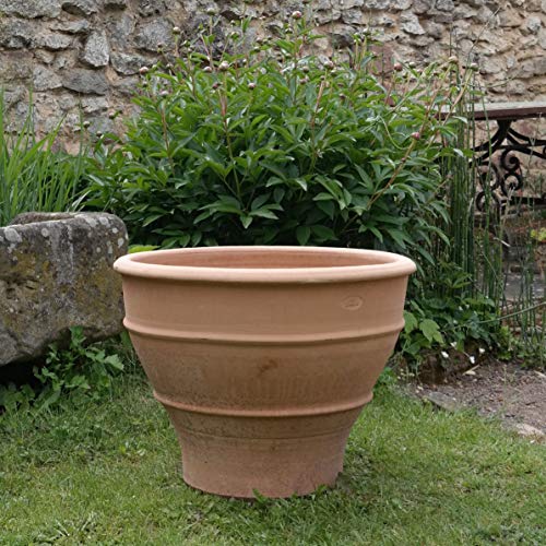 Palatina-Keramik | großer breiter Pflanzkübel Übertopf aus Terrakotta | 60 cm | winterharter Blumenkübel Außen Garten Buxus