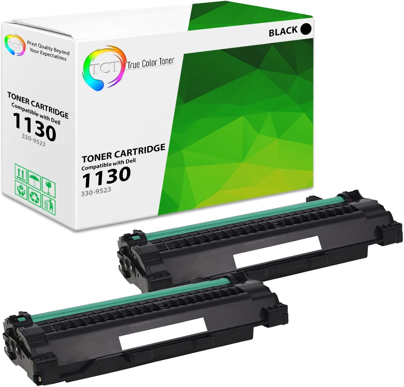 TCT Premium Compatible Toner Cartridge Replacement for Dell 330-9523 Black Works with Dell 1130 1130N 1133 1135N Printers (2,500 Pages) - 2 Pack