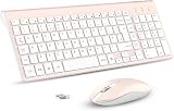 cimetech Wireless Keyboard and Mouse Combo UK Layout Pink 2.4G Slim