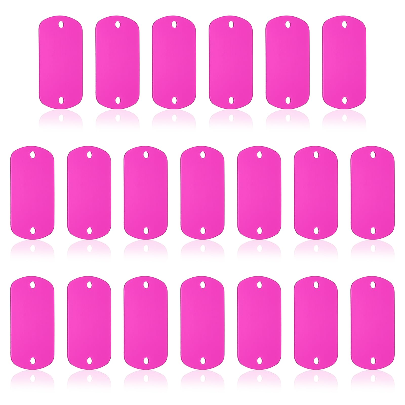 PATIKIL 20pcs Metal Stamping Blanks, Rectangle Stamping Tags Blanks Aluminum Plate DIY Name Tags 5x3cm Metal Engraving Blanks for Laser Engraving Stamping Craft Dog ID Tags, Hot Pink