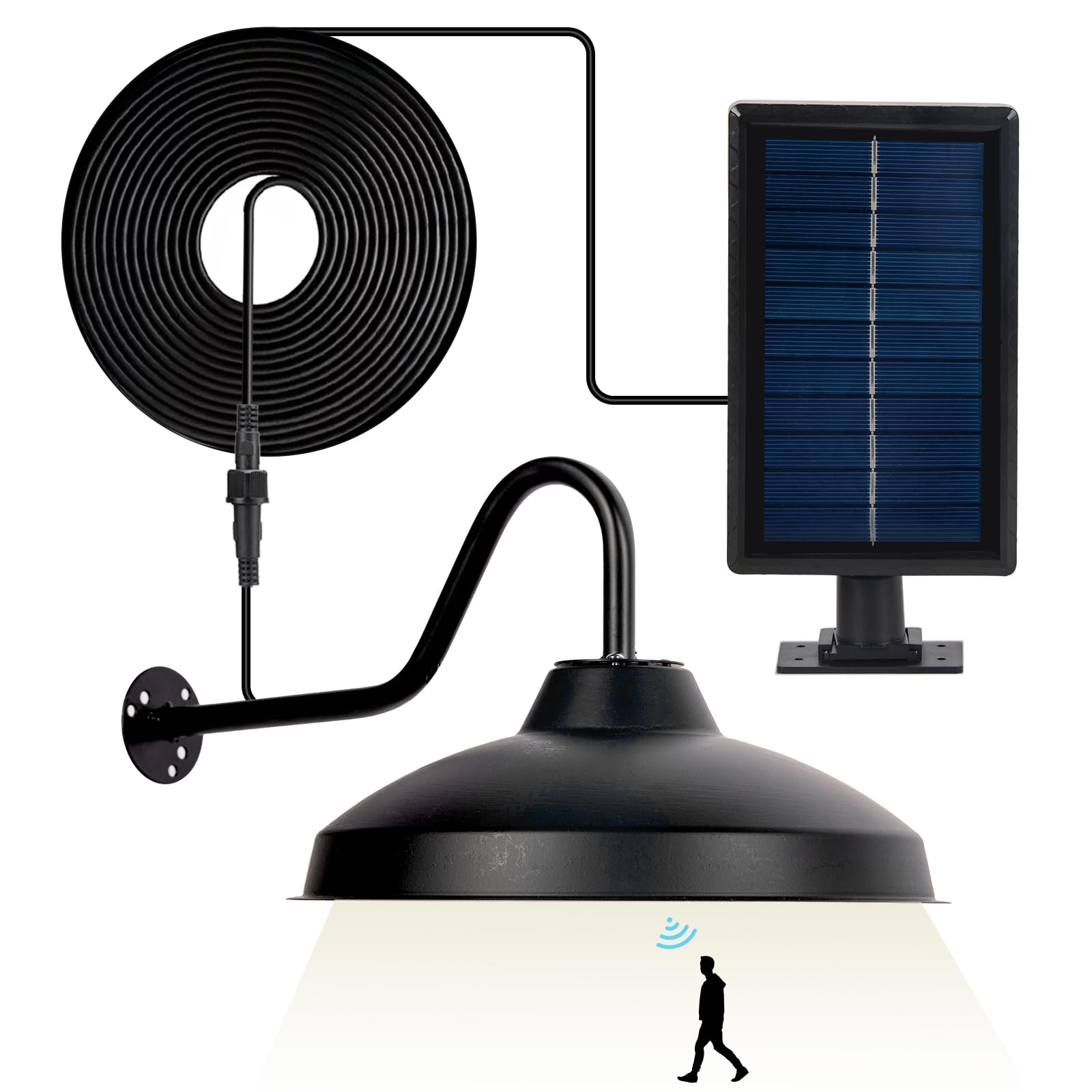 Photo 1 of HERJIATK Solar Barn Lights Outdoor Waterproof, Solar Wall Lights Motion Sensor Wall Sconce, Dusk to Dawn Outdoor Lights Waterproof, Gooseneck Barn Light for Farmhouse House Porch Garage Yard