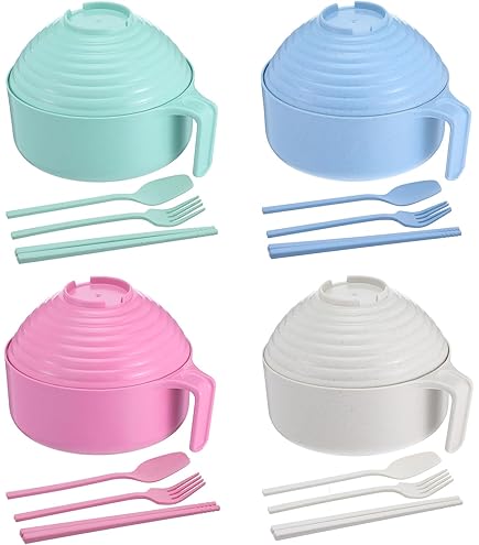 College Dorm Cooking Set Anyfeel Microwave Ramen Cooker Bowl Set - BPA-Free With Chopsticks & Spoon For Dorm Cooking Instant Ramen Cooker