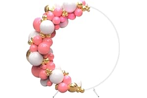 Fogein 6.6ft Round Backdrop Stand, Stable Circle Balloon Arch Frame, Metal Circle Arch Stand for Wedding Birthday Party Baby Shower Decoration(White)
