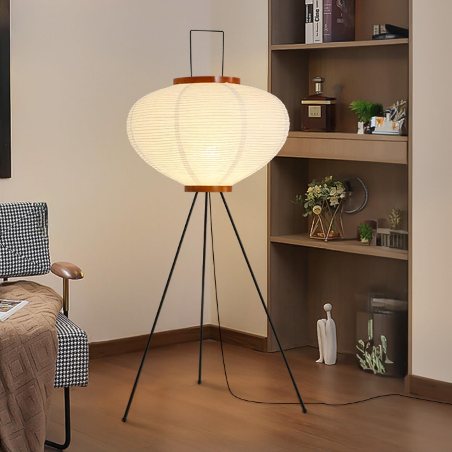 Photo 1 of CMHSYTKE Paper Floor Lamp, Noguchi Rice Paper Lamp for Wabi Sabi Decor, Rice Paper Floor Lamp for Bedroom/Living Room