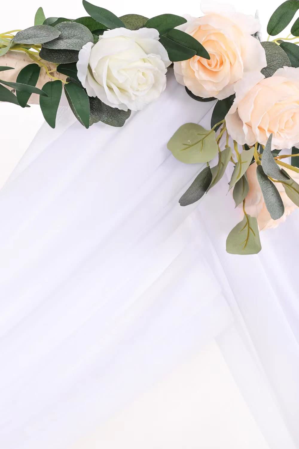 White Wedding Arch Draping Fabric 2 Panels 30'' x 18FT Sheer Chiffon Arch Drapery for Photo Booth Bridal Shower Baby Shower Church Decor Newborn Photography Christening Outdoor Party