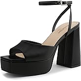 Modatope Platform Heels for Women Platform Sandals Womens Chunky Heel Open Toe Pumps Ankle Strap Womens Wedding Party Pumps Shoes