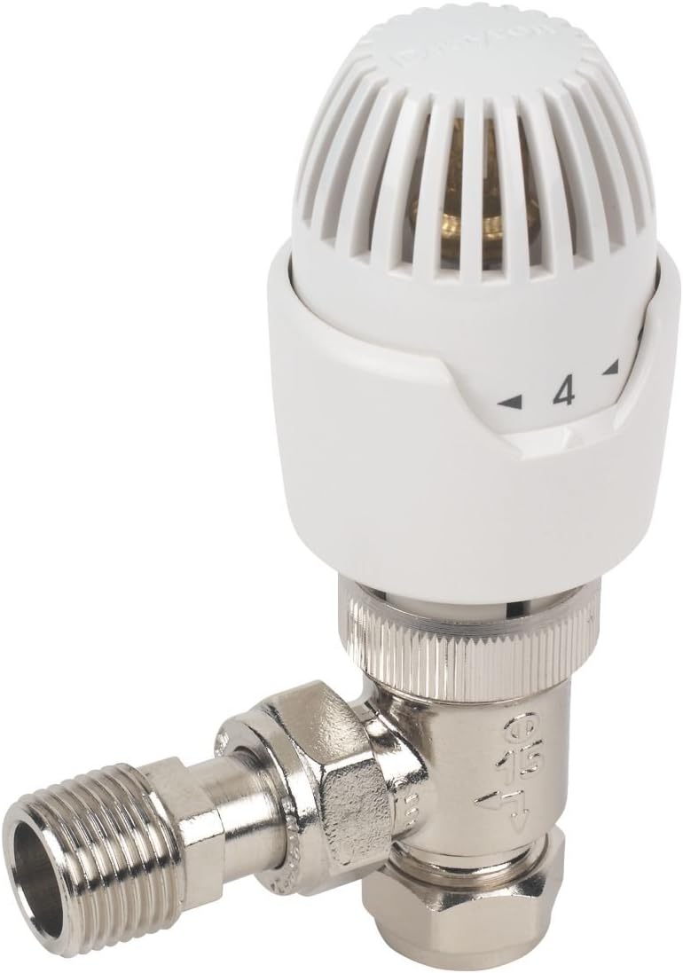 Drayton RT212 White & Chrome TRV 15mm Angled, 15 millimeters