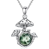 OHAYOO Mushroom Necklace 925 Sterling Silver Mushroom Necklace Mushroom Jewelry Mushroom Gift for Female Mushroom Lovers