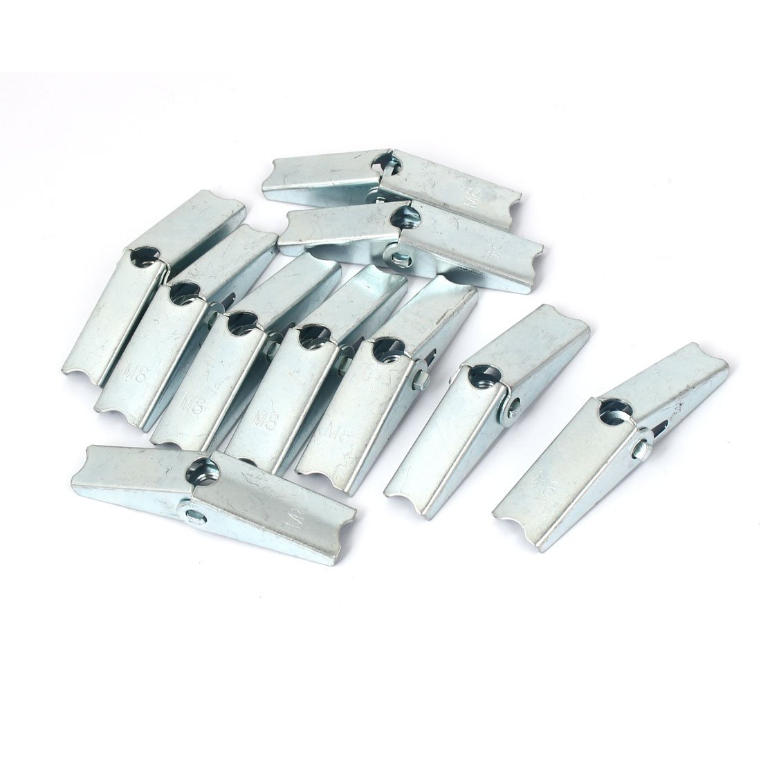 Sourcingmap 76mm Long M8 Female Thread Spring Loaded Hollow Wall Anchor Wing Nuts 10 Pcs