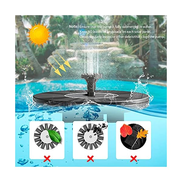 Solar Fountain Pump, 1.4W 6 Nozzles Solar Water Fountain Powered Fountain, Floating Solar Powered Water Fountain Water…