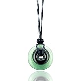 BestAmulets Double Lucky Donut Necklace - Real Gemstones and Crystals - Good Luck and Spiritual Powers Coin Shaped Circle Amulets - Adjustable Black Cord - Positive Energy Gift for Women and Men