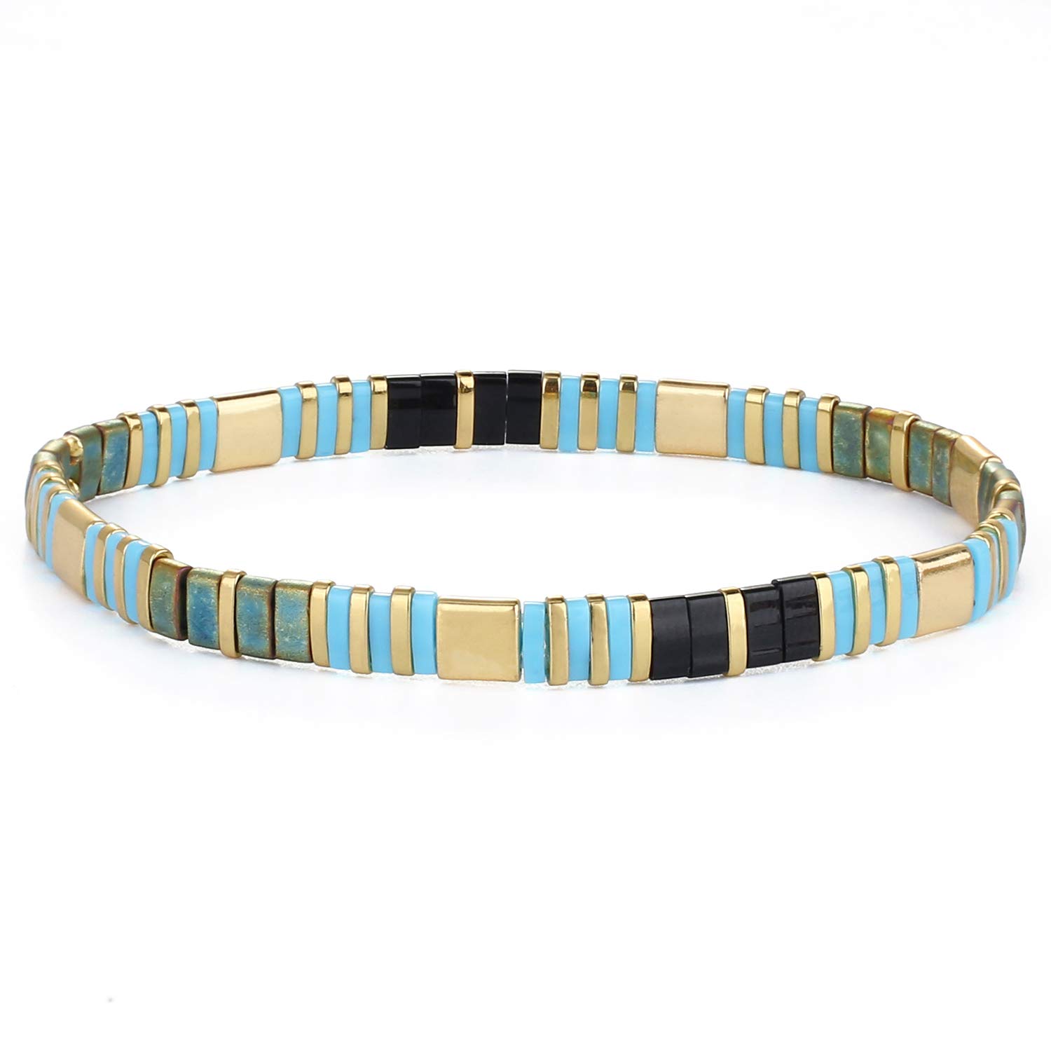 KELITCH Stretch Bracelets Mixed Tila Seed Beaded Bracelets Lucky Jewelry for Women Lovers - 06I