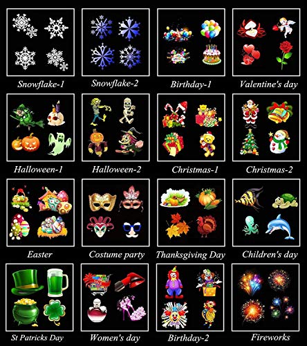 Christmas Projector Lights Outdoor, Holiday Projector Lights for Christmas, Halloween, Birthday, Parties, Valentines Day, 16 Patterns
