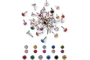 BB BEADTHOVEN Beadthoven 210pcs Mini Metal Brads Paper Fasteners Assorted Colors Split Craft Pins with Acrylic Rhinestone & Pearl for Scrapbooking Photo Album DIY Paper Cards Decoration