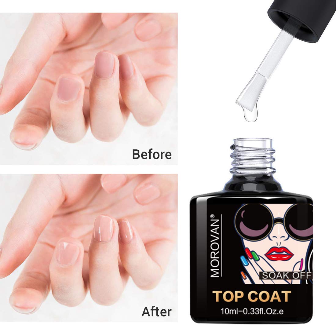 Morovan Gel Nail Polish Top Coat Base Coat Matte Top Coat Set, No Wipe Top Coat Long Lasting, Soak Off UVLED Gel(3PCS, 10ml Each Bottle) : Beauty