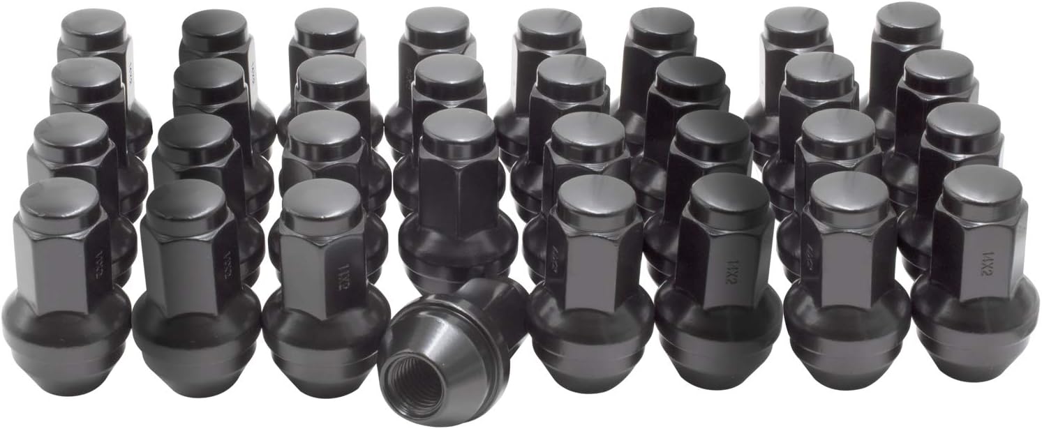 Wheel Accessories Parts Set of 32 One-Piece OEM Factory Style Black 14x2 Lug Nuts fits Ford F150, Lincoln 4L3Z-1012-A 611-288 Wheel Lug Nut, Factory Style Lug Nuts M14x2.0 Thread Black 32 PC