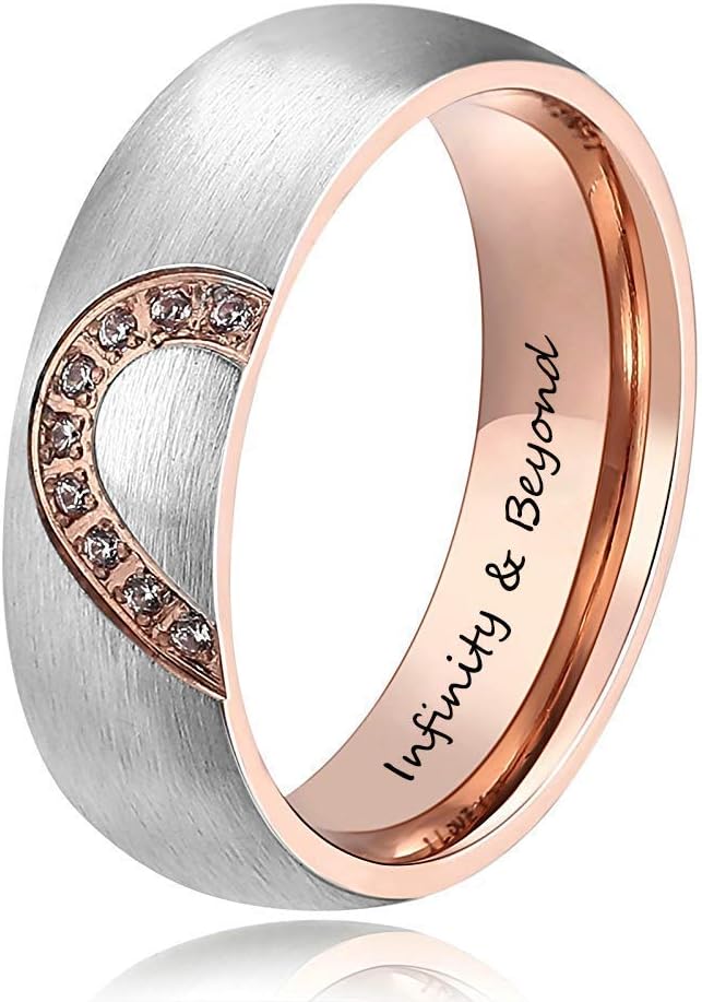 Fortheday Personalized Mens and Womens Promise Rings Set Couple Rings for Him Stainless Steel Engagement Wedding Rings Band